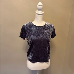 Women's Short Sleeve Blue Crushed Velvet T-Shirt